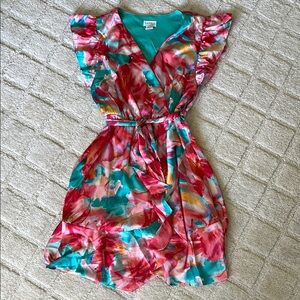 Nicole Miller Red and Blue V-Neck Sundress